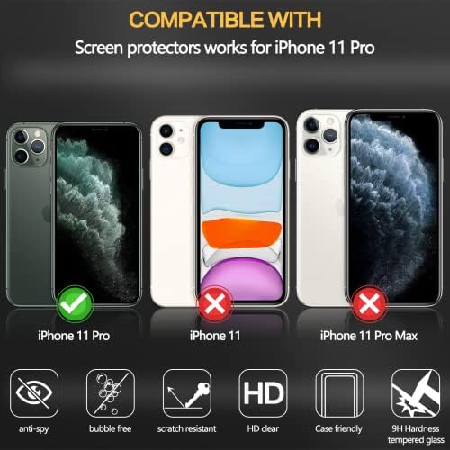 Sorlnern [2+2 Pack] iPhone 11 Pro מגני מסך פרטיות עם מגני עדשת מצלמה, מגני מסך מזכוכית Anti-Spy 9H